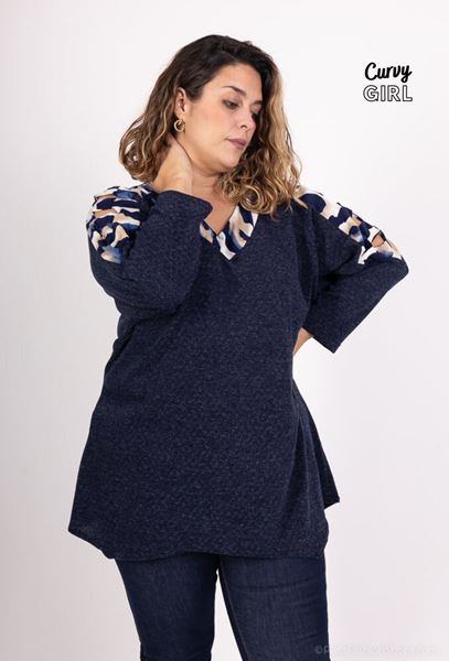 Picture of CURVY GIRL TOP WITH OPENWORK SLEEVES